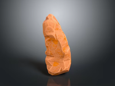 Natural Orange Stone With Textured Surface And Wooden Design Elements 3d model