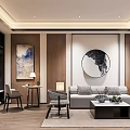 Elegant New Chinese Style Living Room With Soft Sofa And Stylish Ink Wall Art Decor