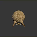 Wooden Mythical Creature Sculpture With Spherical Scaly Textured Surface Circular Protrusions Eye And Spiked Legs