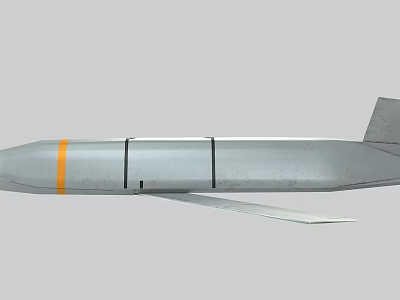 Gray Missile With Orange Stripe And White Wings Design 3d model