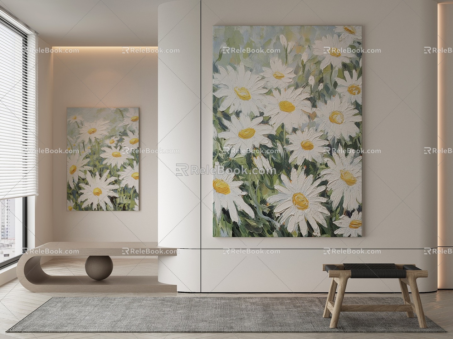 Modern plant painting decorative painting 3d model