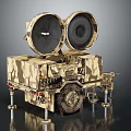 Camouflage Painted Wheeled Military Vehicle With Large Dual Radar Antennas And Support Legs