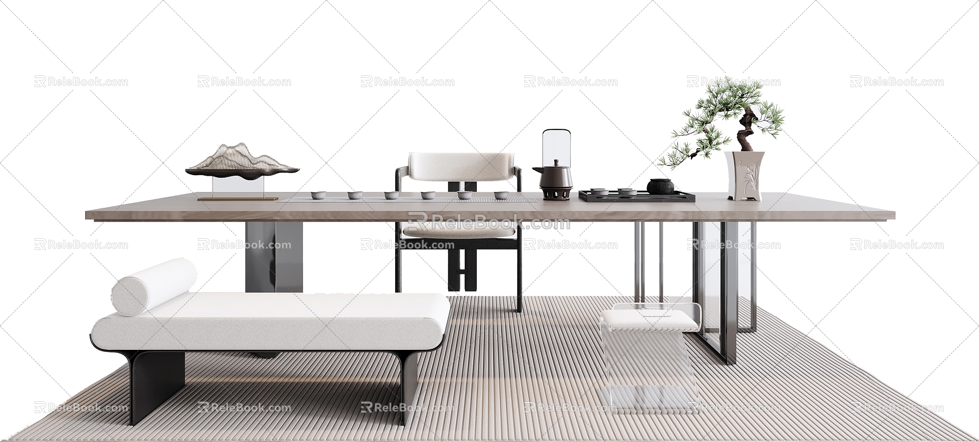 Modern Home Tea Table and Chair 3d model