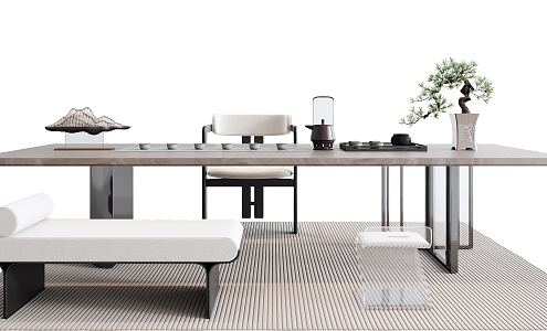 Modern Home Tea Table and Chair 3d model