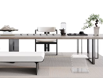 Modern Home Tea Table and Chair 3d model