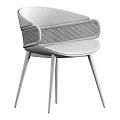 Modern Comfortable Leisure Chair With Gray Fabric And Woven Rattan Back And Wooden Legs