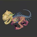 Game Movie Character Dinosaur Skeleton With Glowing Blue Elements And Realistic Design