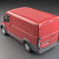 Red Functional Van With Front Grille Side Windows And Sliding Doors 3d model