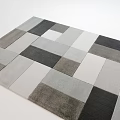 Modern Square Rug With Geometric Patchwork In Neutral Tones For Interior Decor 3d model