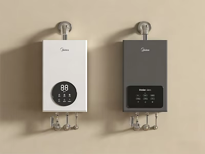 Midea Wall Mounted Electric Water Heaters With Digital Display In White And Black 3d model