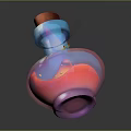 Colorful Magical Bottle With Red Cork Blue Neck And Orange Butterfly