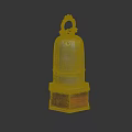 Traditional Musical Instruments and Art Supplies With Bronze Bell Decorative Ring Top Red Wooden Base