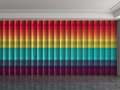 Rainbow Colored Background Wall With Vertical Stripes And Gradient Hues 3d model