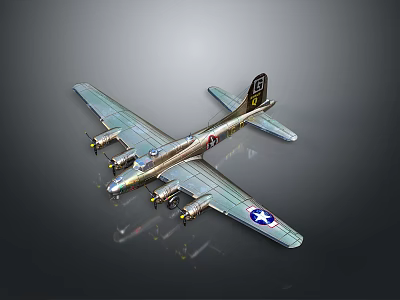 Historic Four Engine Aircraft Scale Model Supporting Early Space Exploration Cosmic Missions 3d model