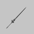 Ornate Medieval Sword With Carved Hilt And Intricate Metal Blade Design
