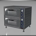 Stainless Steel Electric Commercial Double Deck Oven With Control Panel And Knobs 3d model