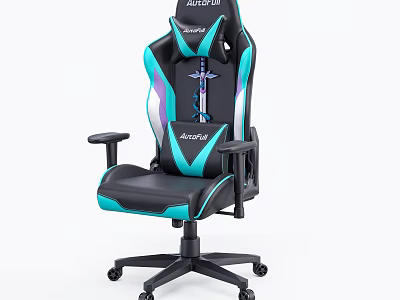 Blue and Black Office Chair with Ergonomic Design Comfortable Seat Adjustable Armrests and Swivel Base 3d model
