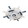 Nautical Ship Steering Wheel Design Ceiling Light White Blue Sailing Pattern Kids Room Decor 3d model