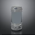 Shiny Silver Metallic Cylinder Structure With Reflective Surface And Detailed Base Design 3d model
