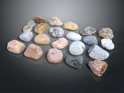 Various Colored Natural Stone Pieces With Diverse Shapes And Textures For Decoration 3d model