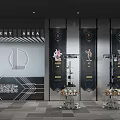 Modern Shopping Mall Retail Store With Glass Shelves Product Display And Lighting Fixtures
