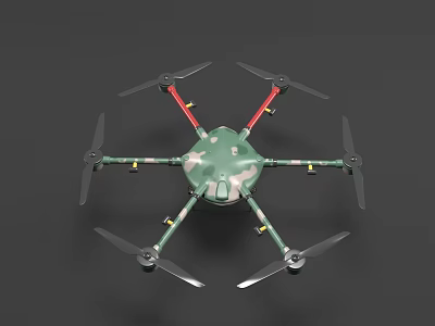 Smart Six Rotor Drone With Camouflage Design For Efficient Operations 3d model