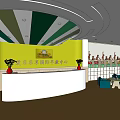 Colorful Kindergarten Interior With Green Yellow Walls Blue Sofas Round Tables And Building Blocks