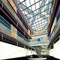 Contemporary Shopping Mall Interior With Glass Ceiling Multiple Floors And Retail Storefronts