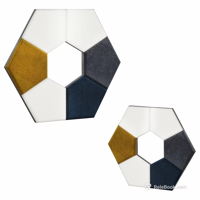 Modern Stylish Hexagonal Wall Lamps With Geometric Design In White Yellow Navy Blue Gray 3d model 