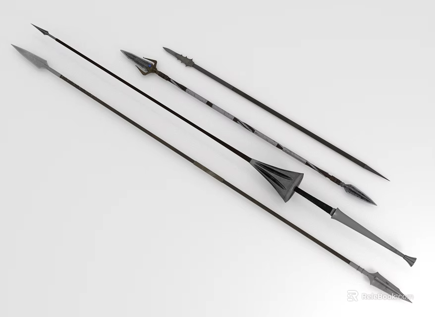 Ancient Warfare Arrows With Different Metal Arrowhead Designs And Long Wooden Shafts 3d model 