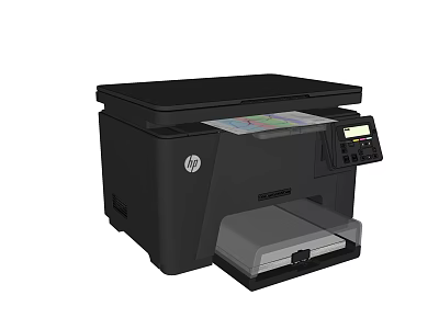 HP Black Multifunctional Office Printer Appliance with Control Panel and Paper Tray 3d model