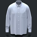 White Long Sleeve Collared Shirt Featuring Front Buttons Chest Pocket and Simple Design