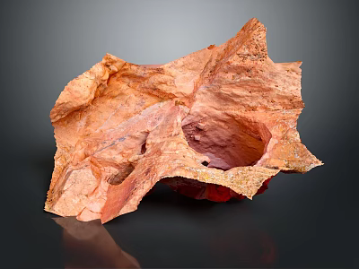 Orange Textured Surface Sculpture With Irregular Shape And Hollow Section On Dark Background 3d model