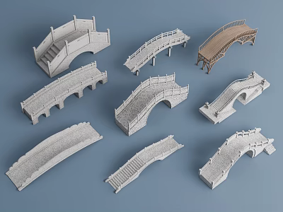 Various Styles of Stone Bridge 3D Models for Architectural Design Projects 3d model