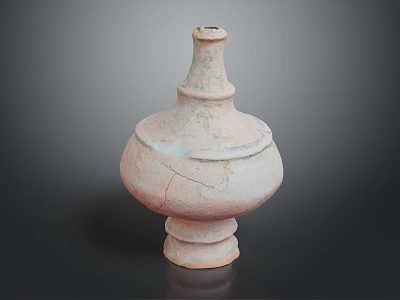Antique Clay Sculpture Carving With Round Body Crackled Texture And Layered Neck 3d model