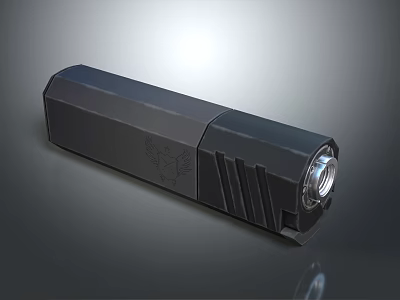 Black Hexagonal Tactical Weapon With Grip Texture Front Light And Emblem Design 3d model Black Hexagonal Tactical Weapon With Grip Texture Front Light And Emblem Design 3d model