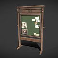 Vintage Wooden Frame Green Bulletin Board with Photos Notes and Stand