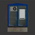 Modular Building Structure With Blue Frame Gray Metal Roof And Side Windows