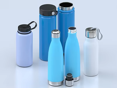 Colorful Stainless Steel Water Bottles With Different Sizes And Secure Lids 3d model