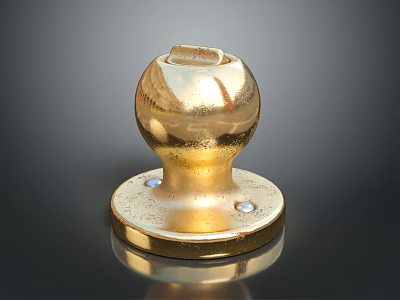 Golden Ball Shaped Hardware Tool Base with Screw Holes and Durable Construction 3d model