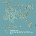 Stylish Neon Lamp Combination Featuring Dragon Pattern And Cloud Decorations 3d model