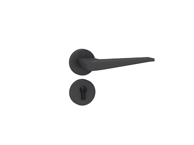 Contemporary Black Metallic Door Handle With Sleek Modern Lever Design And Keyhole 3d model