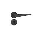 Contemporary Black Metallic Door Handle With Sleek Modern Lever Design And Keyhole