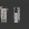 Two Detailed Futuristic Mechanical Devices With Metallic Chain On White Background