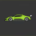 Green High Performance Sports Car With Sleek Design Rear Wing And Sporty Wheels