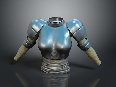 Medieval Fantasy Metal Chest Armor with Shoulder Plates and Arm Guards 3d model
