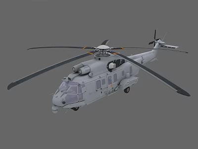 Gray Helicopter 3D Rendering With Twin Rotors Cockpit Windows And Tail Rotor 3d model