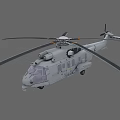 Gray Helicopter 3D Rendering With Twin Rotors Cockpit Windows And Tail Rotor