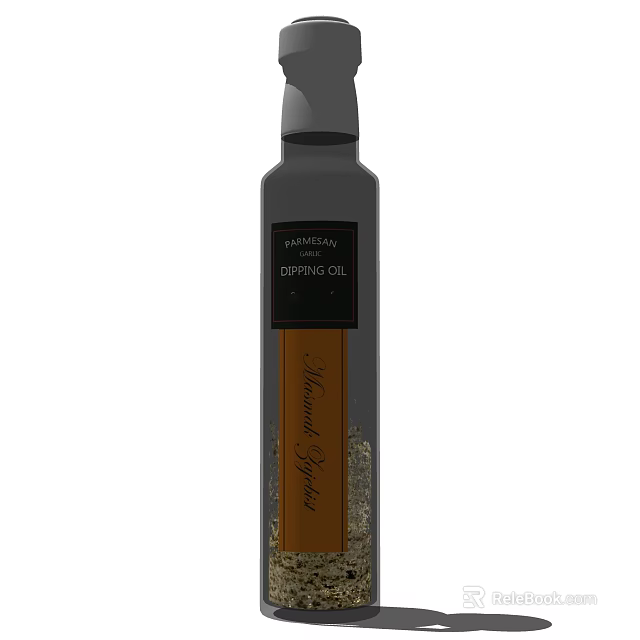 Flavorful Extra Virgin Dipping Oil In Black Bottle With Label Design 3d model 