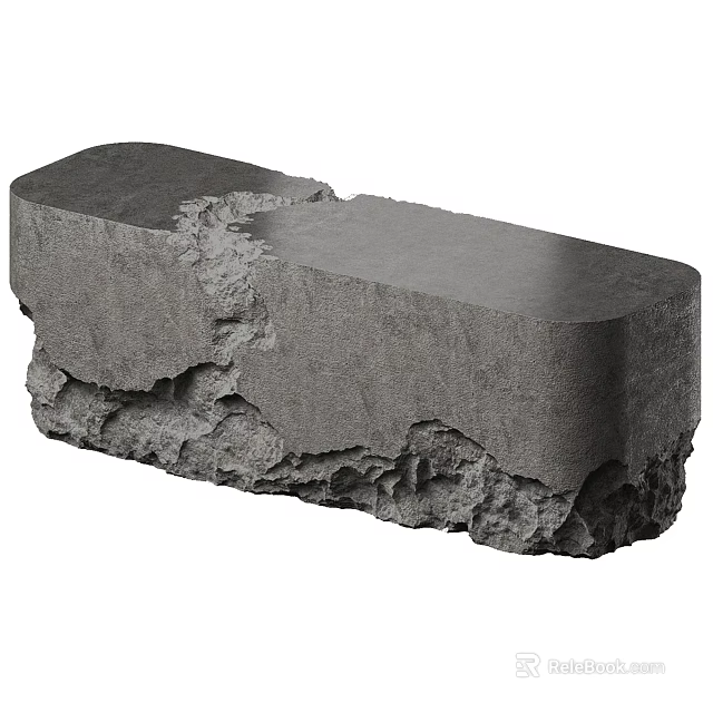 Modern Stone Reception Desk With Rough Texture And Smooth Top Surface 3d model 